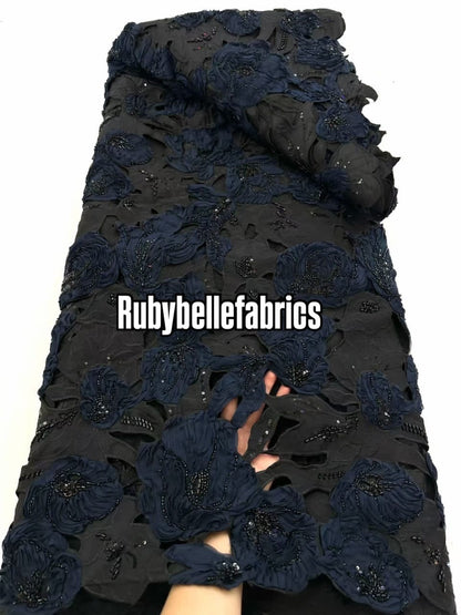 Ipped 3D Luxury Deluxe Floral Beaded Fabric