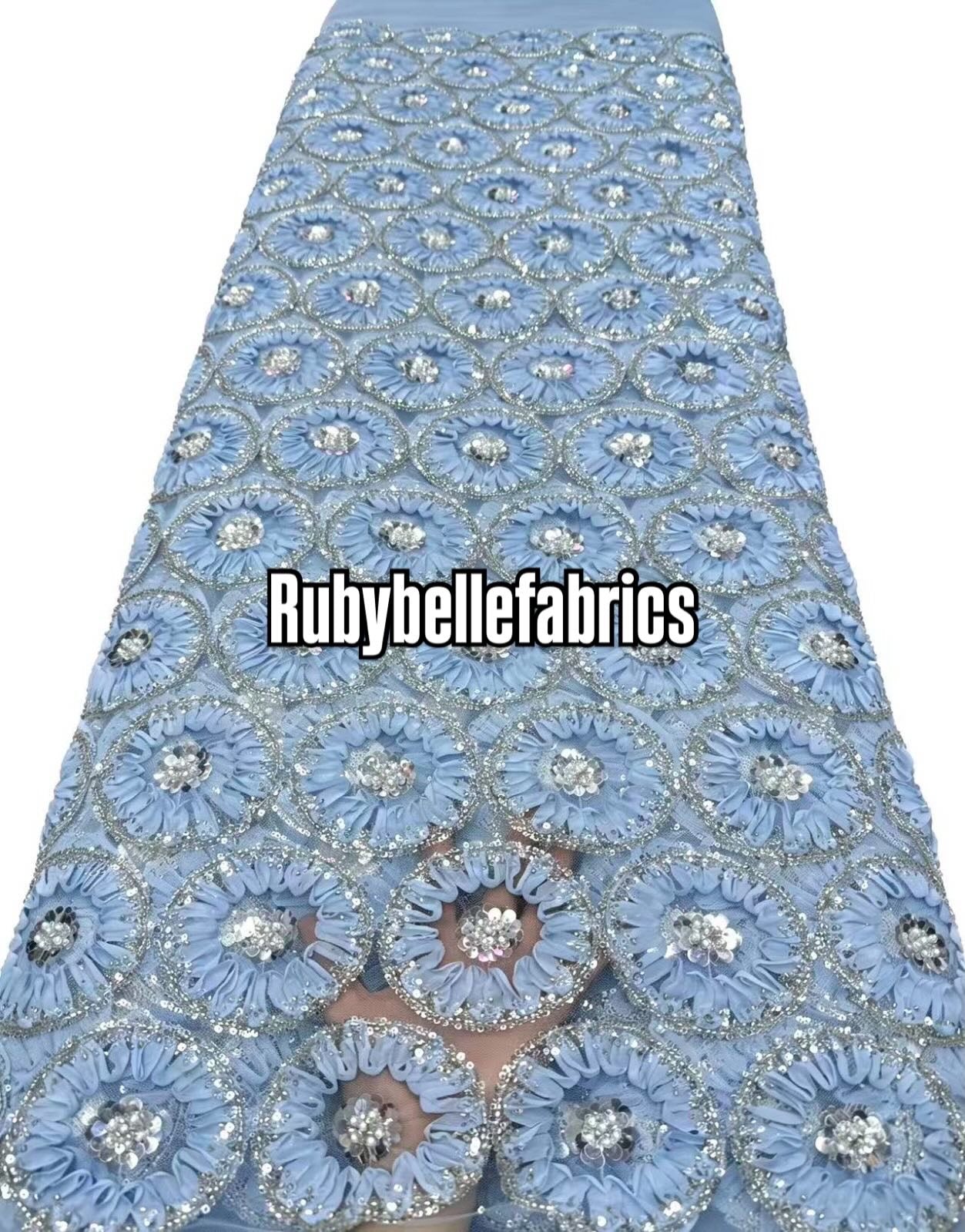 Honex Round Beaded Floral Fabric