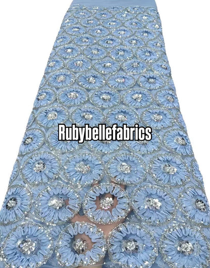 Honex Round Beaded Floral Fabric