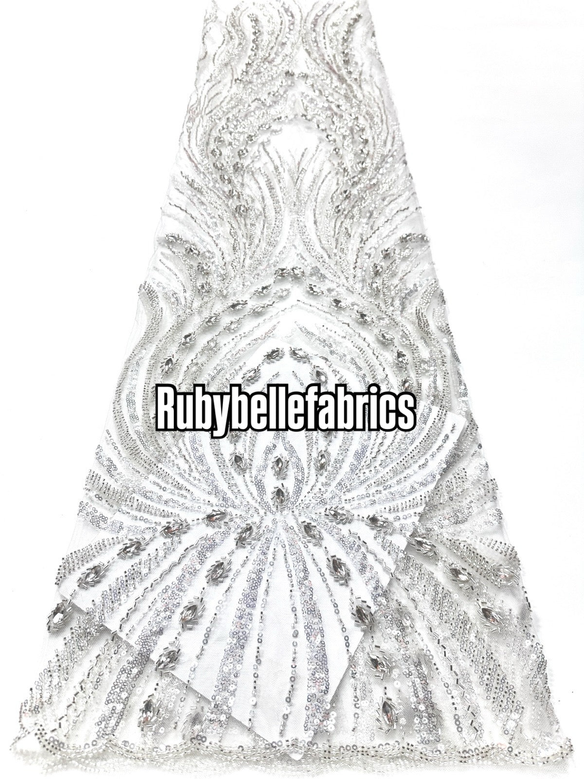 Arquise Crystal Beads Lace Fabric