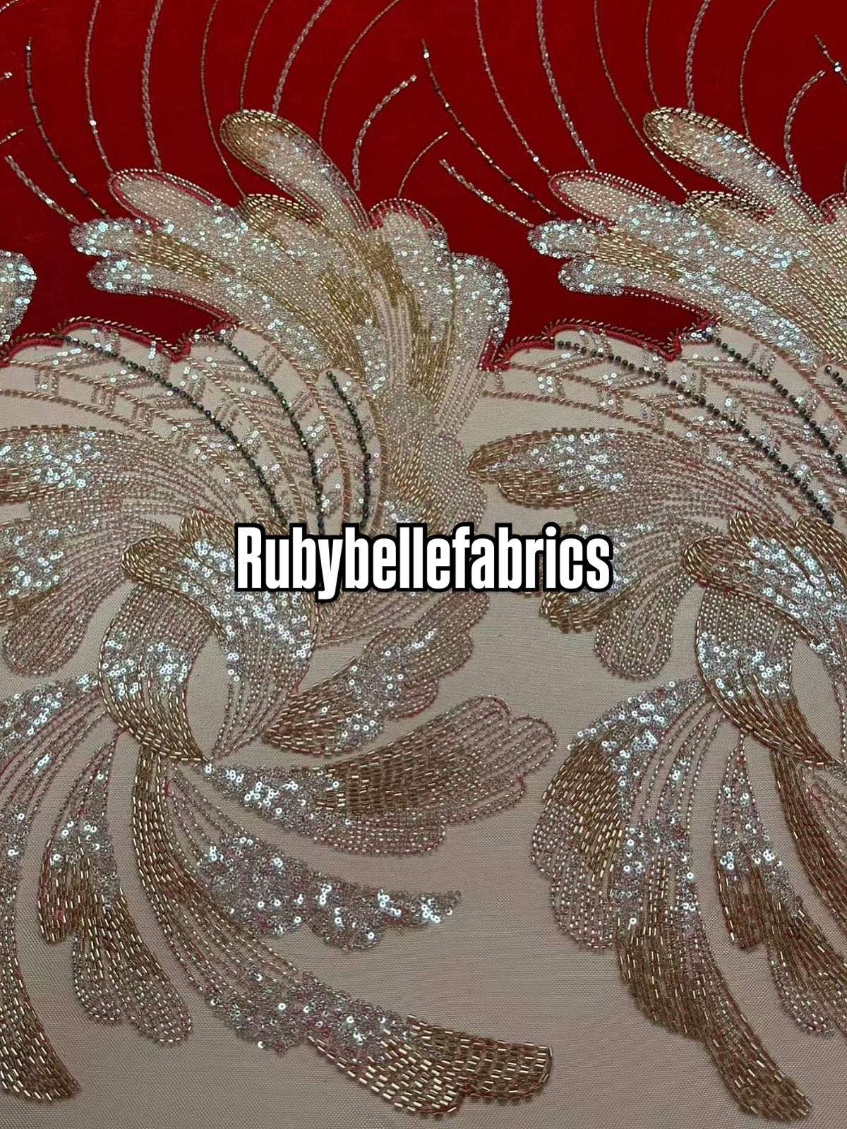 Ganic Luxury Floral Beaded Tulle Velvet Fabric