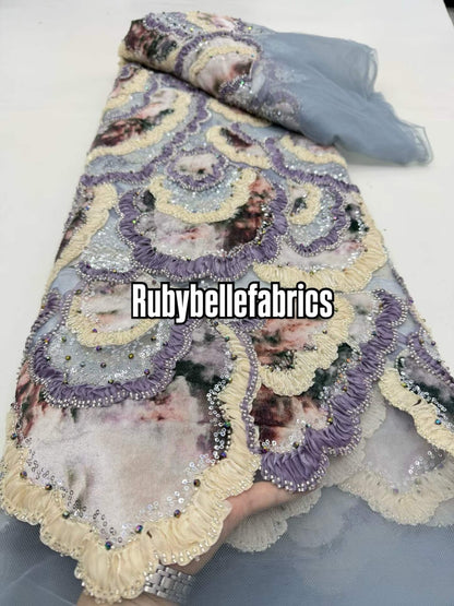 Atia Luxury Floral Beaded Sequin Fabric