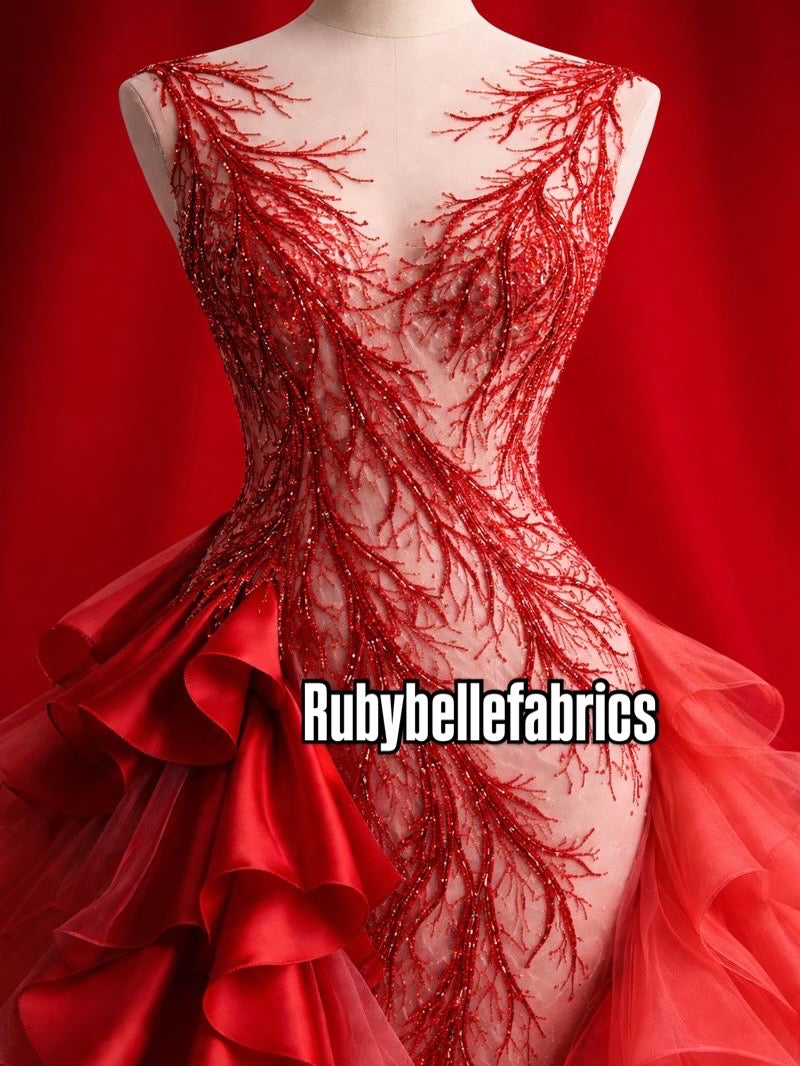 Tela de lentejuelas Olly - Rojo 