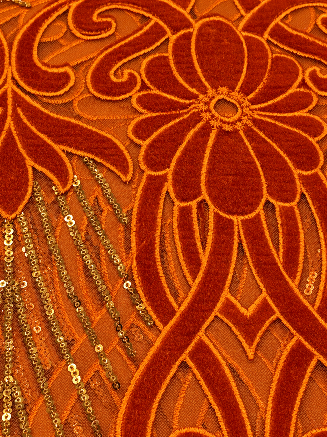 Iary Sequin Velvet Fabric - Orange