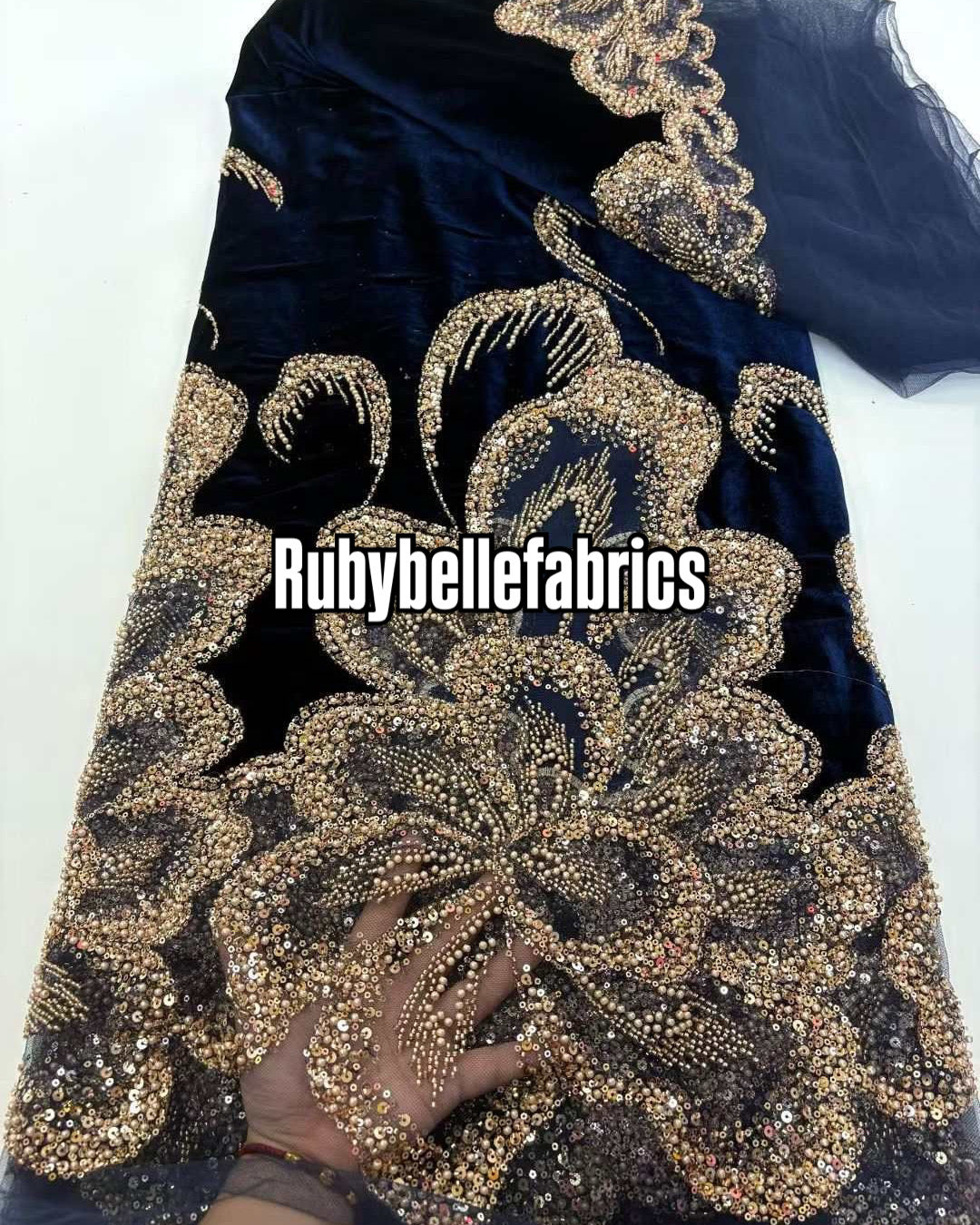 Erson Beaded Velvet Lace Fabric
