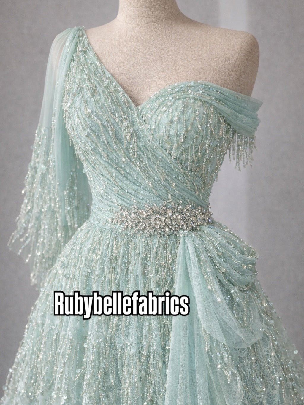 Luxury Fringe Pastel Sequin Lace Fabric – Premium Lace Couture Fabric