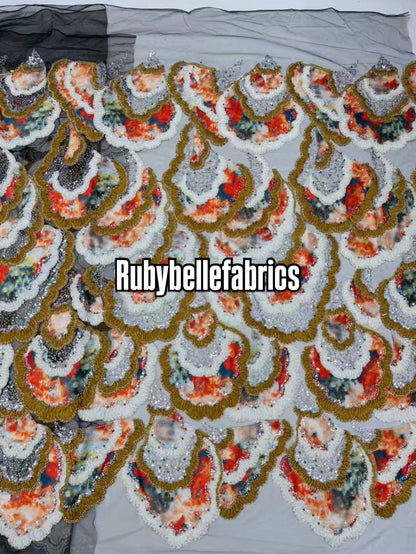 Atia Luxury Floral Beaded Sequin Fabric