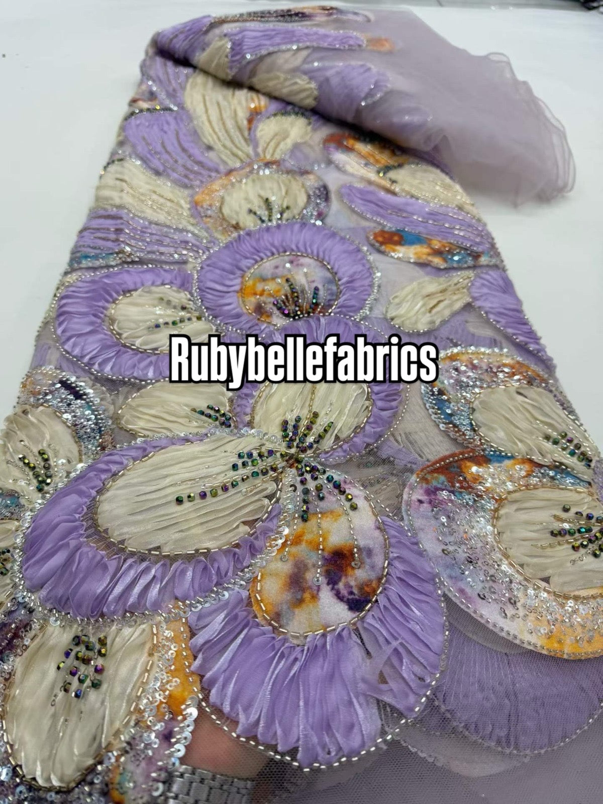 Arger Luxury Floral Beaded Sequin Fabric