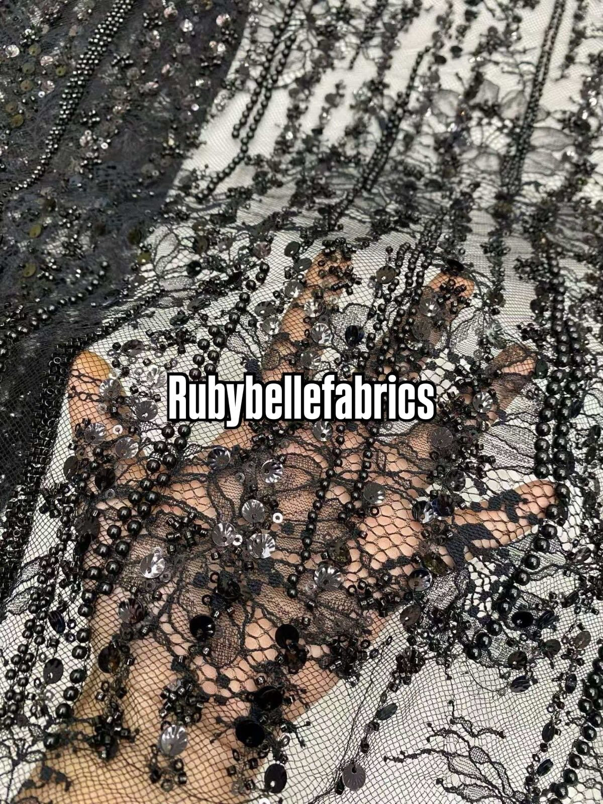 Alonxy Beaded Floral Fabric