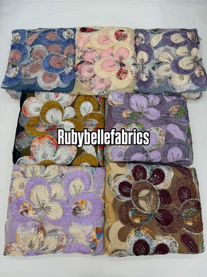 Arger Luxury Floral Beaded Sequin Fabric