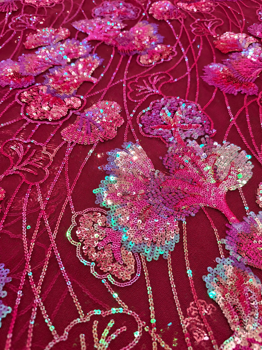 Gizelie French Lace Fabric - Burgundy/Deep Wine Magenta