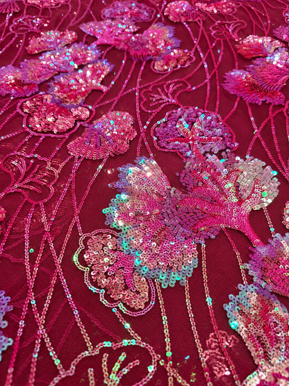 Gizelie French Lace Fabric - Burgundy/Deep Wine Magenta