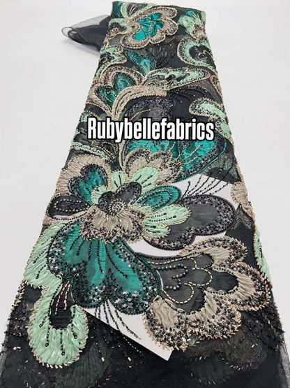 Astysx Beaded Sequin Lace Fabric