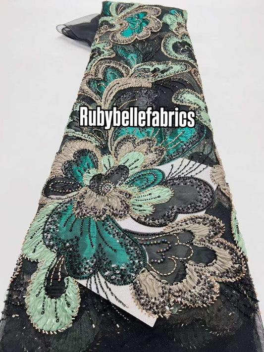 Astysx Beaded Sequin Lace Fabric