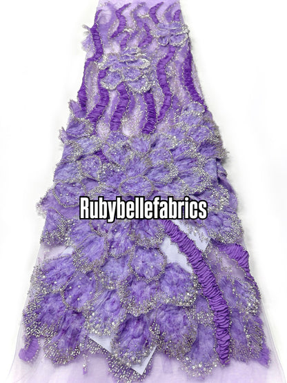 Peruse Beaded Scallop Petal Lace Fabric