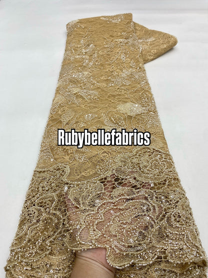 Etton Beaded Scallop Egde Lace Fabric