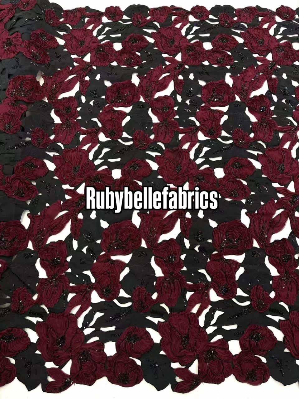 Ipped 3D Luxury Deluxe Floral Beaded Fabric