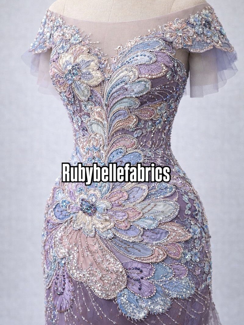 Astysx Beaded Sequin Lace Fabric