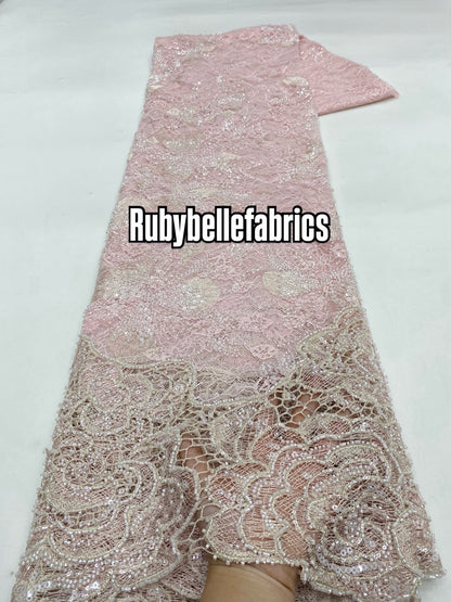 Etton Beaded Scallop Egde Lace Fabric