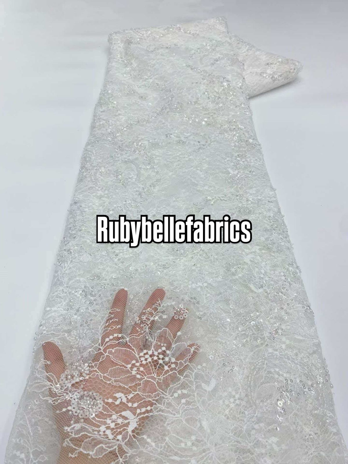 Patia Net Lace Floral Beaded Stone Fabric