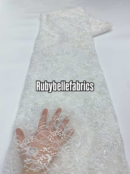 Patia Net Lace Floral Beaded Stone Fabric