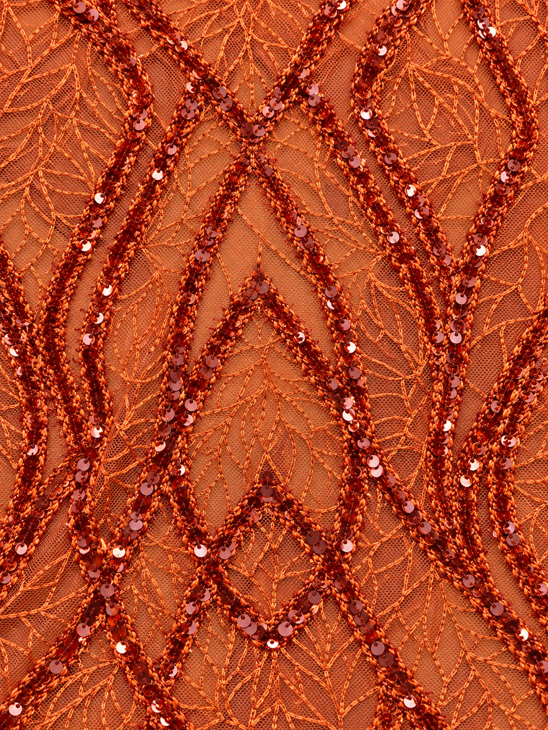 Ackyr Sequin Fabric - Burnt Orange