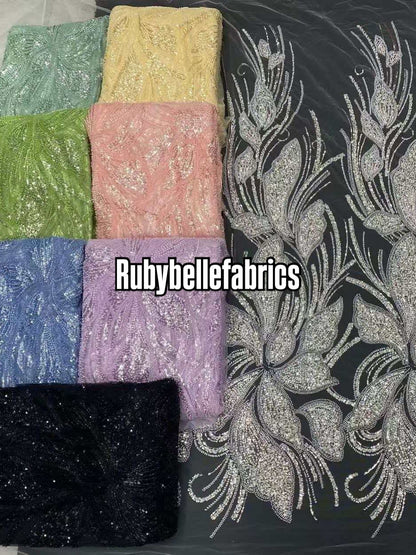 Argus Floral Sequin beaded Fabric