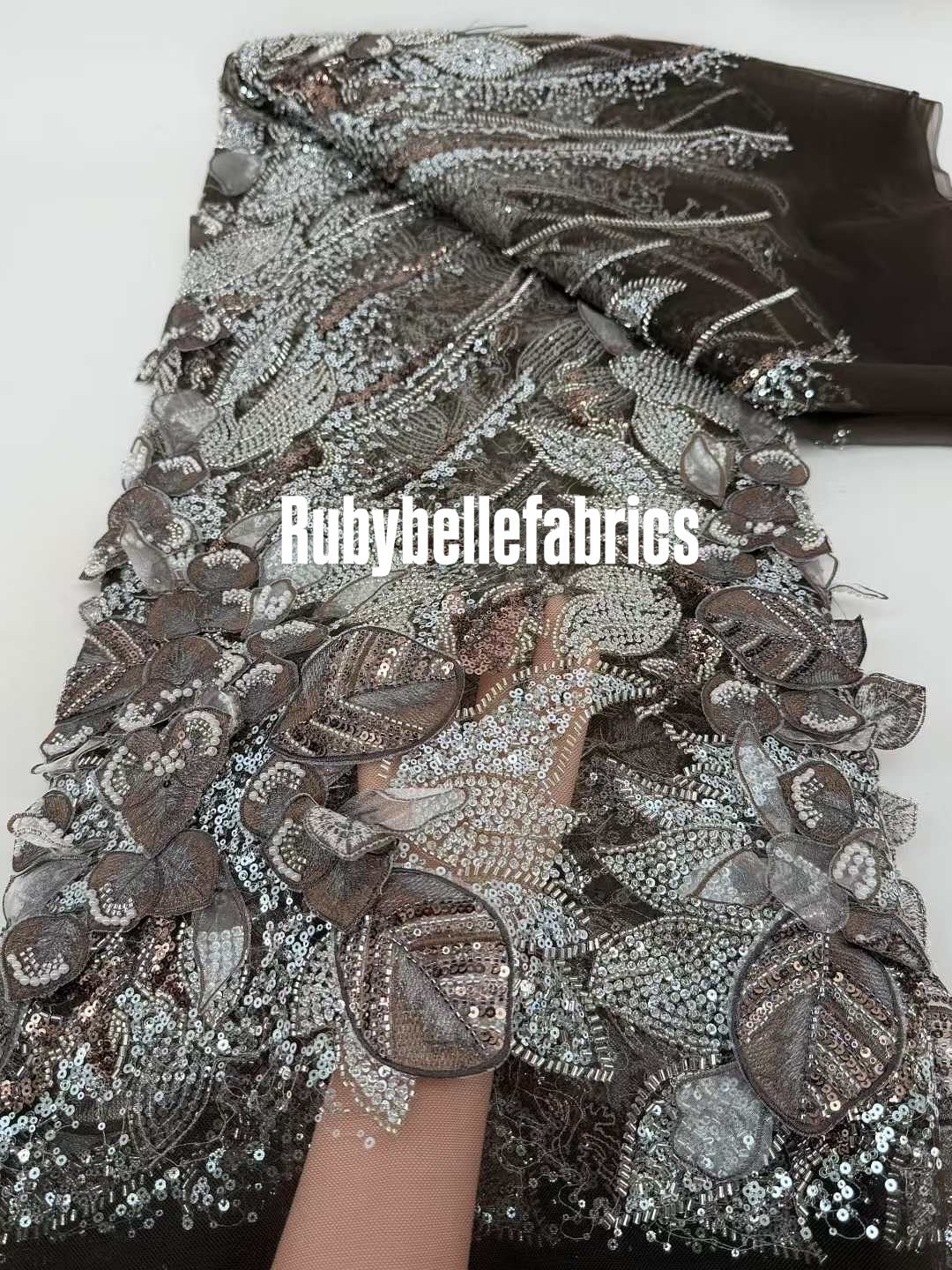 Hexille 3D Beaded Petal Couture Fabric