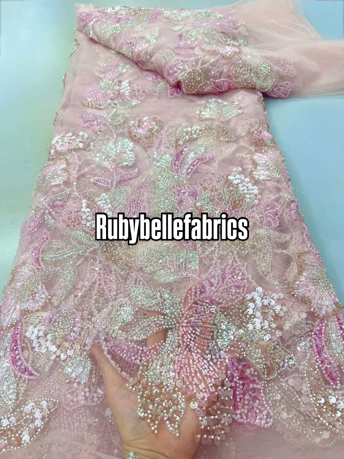 Ladryke Luxury Floral Beaded Fabric