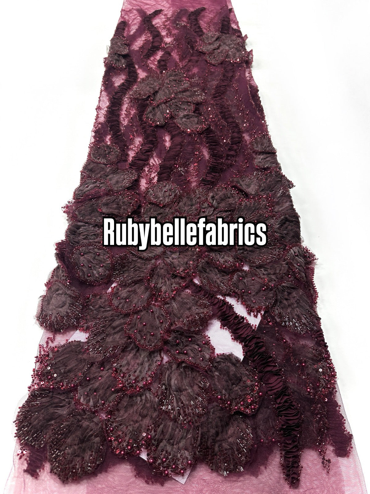 Peruse Beaded Scallop Petal Lace Fabric