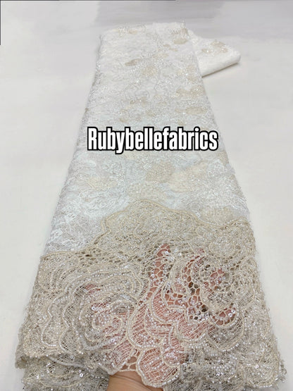 Etton Beaded Scallop Egde Lace Fabric