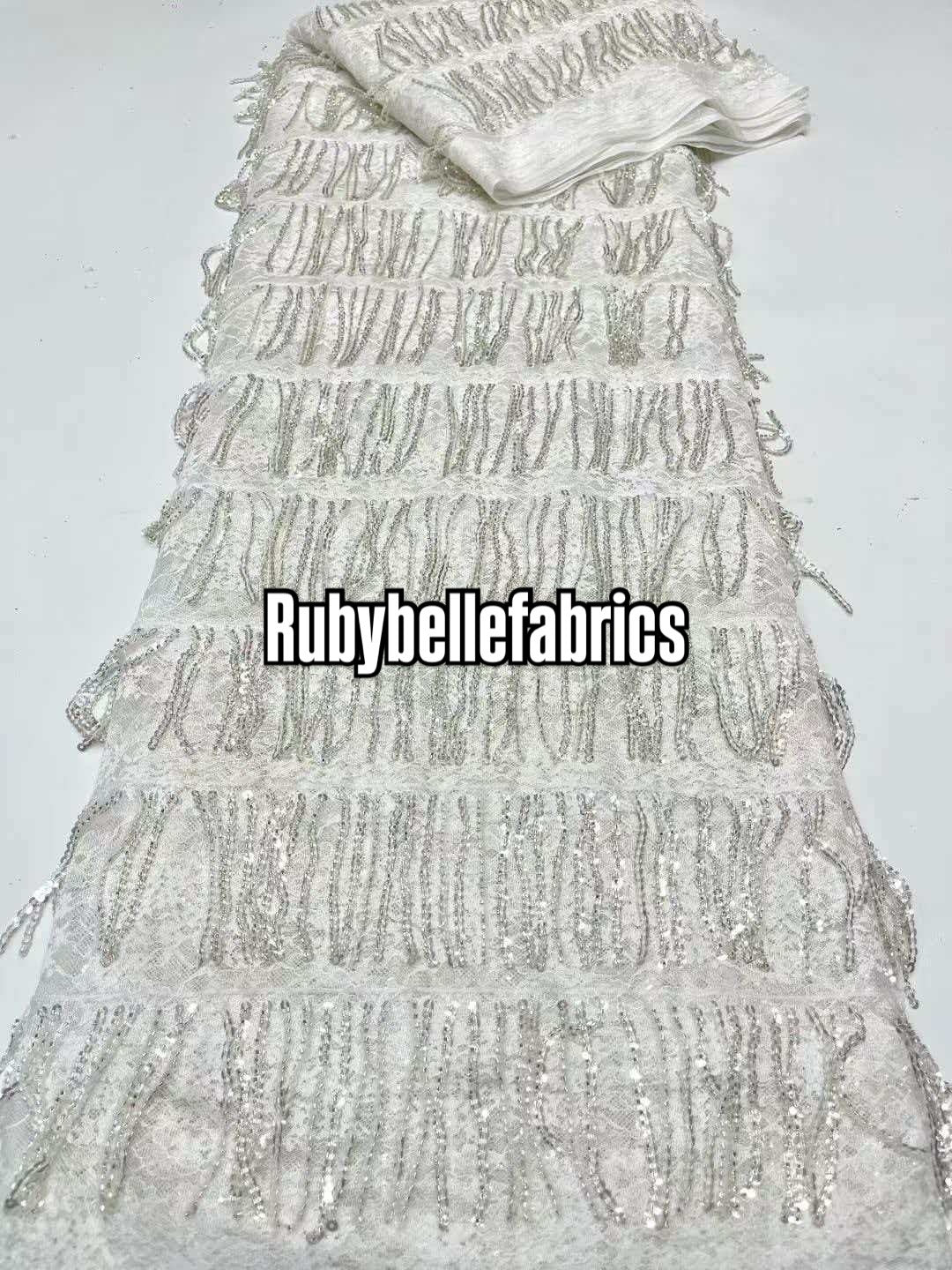 Luxury Fringe Pastel Sequin Lace Fabric – Premium Lace Couture Fabric