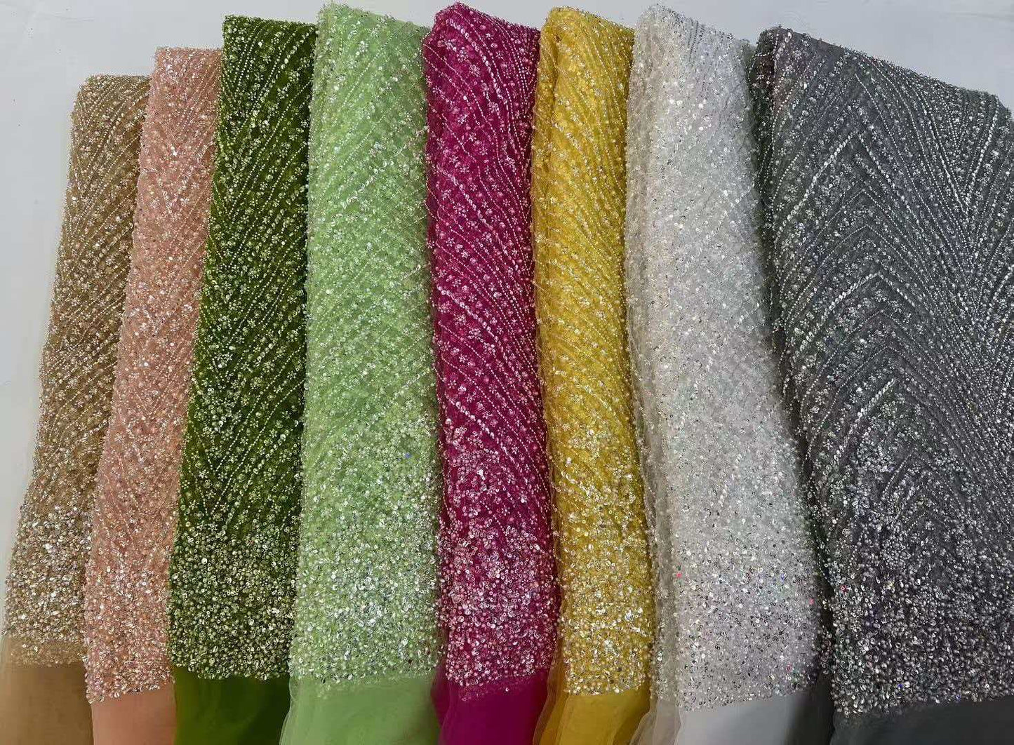 Urora Beaded Sequin Lace Fabric