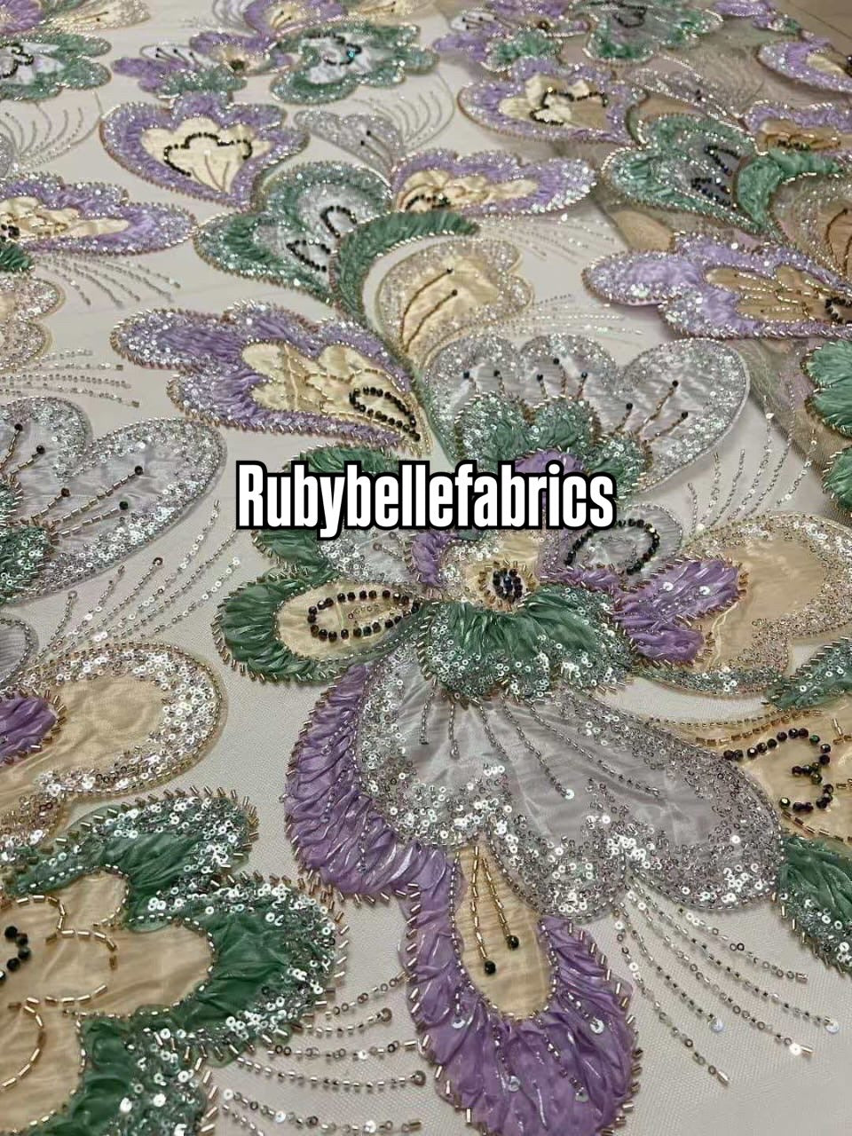 Astysx Beaded Sequin Lace Fabric