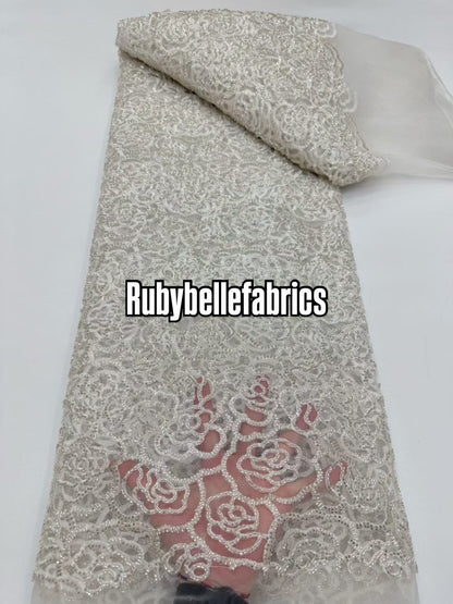 Poixy Tulle Guipure Style Beaded Fabric