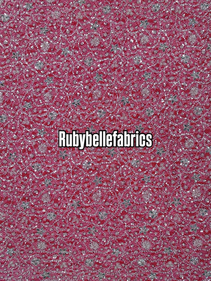 Aprain Luxury 3D Floral Beaded Stone Fabric