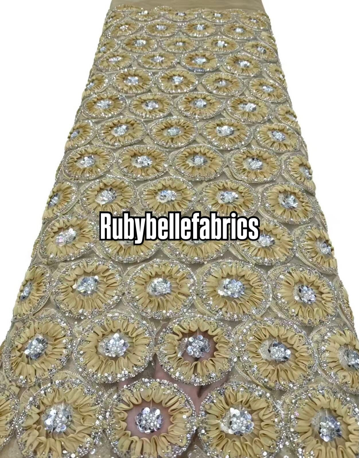 Honex Round Beaded Floral Fabric