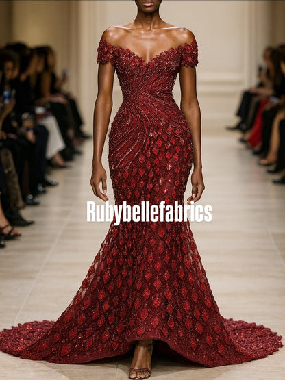 Cascada 3D Leaf Luxury Couture Fabric