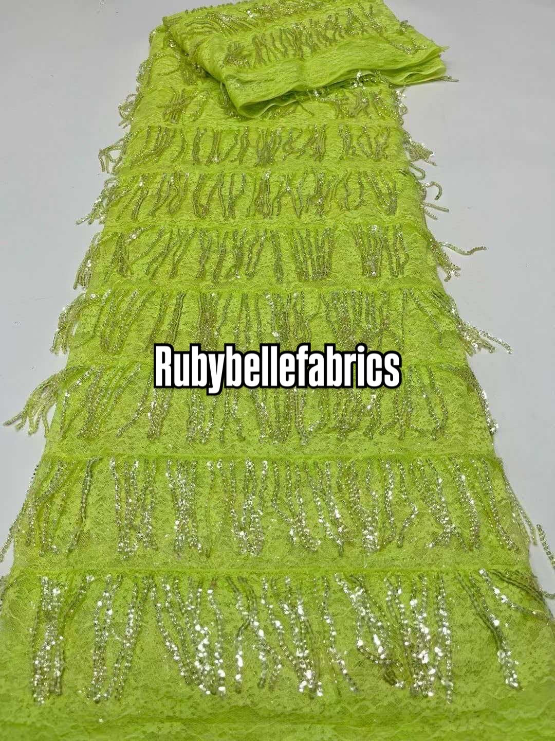Luxury Fringe Pastel Sequin Lace Fabric – Premium Lace Couture Fabric