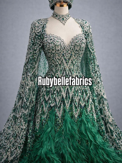 Regal Feather Sequin Fabric