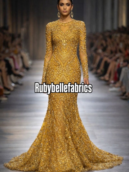 Dexzie Beaded Sequin Lace Fabric