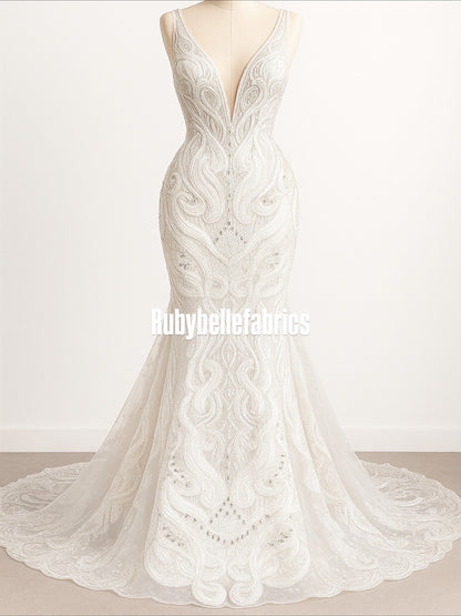 Peridot Bloom Stone couture fabric