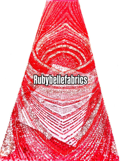 Ivlex Beaded Sequin Lace Fabric