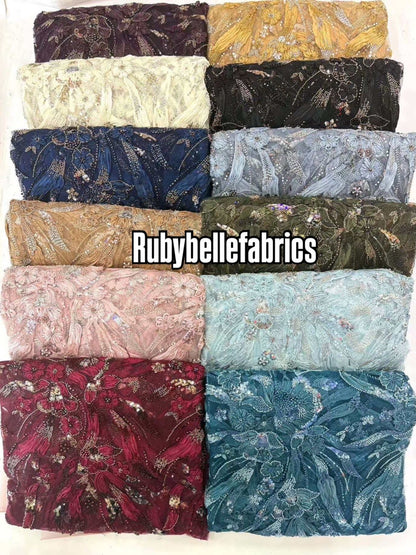 Arden Luxury Floral Beaded Sequin Fabric