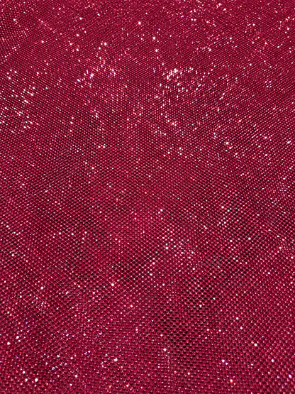Aryl Bling Stones Fish Net Luxury Handmade Fabric - Fuchsia Pink