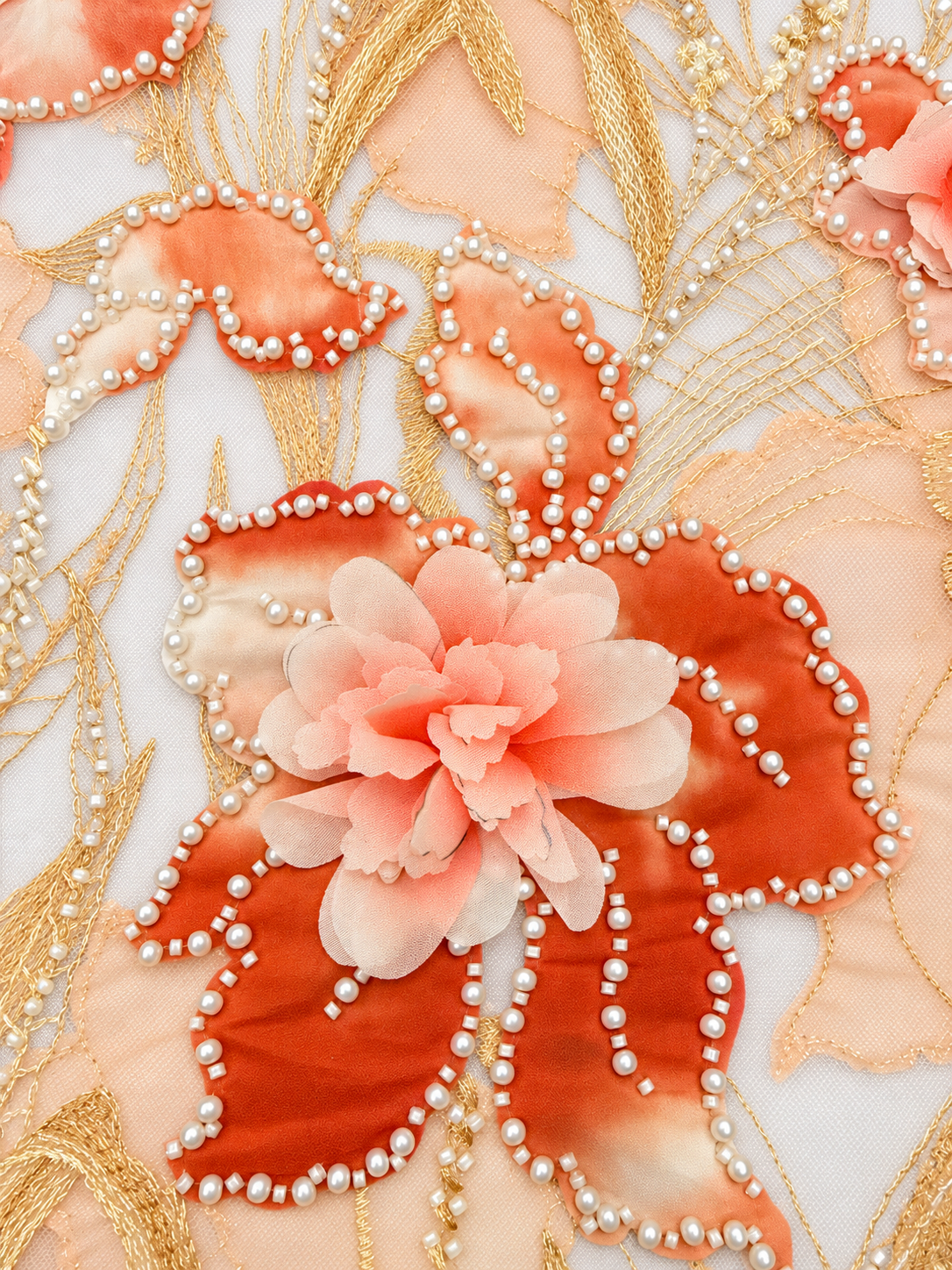 Hixy Floral 3D Fabric - Orange