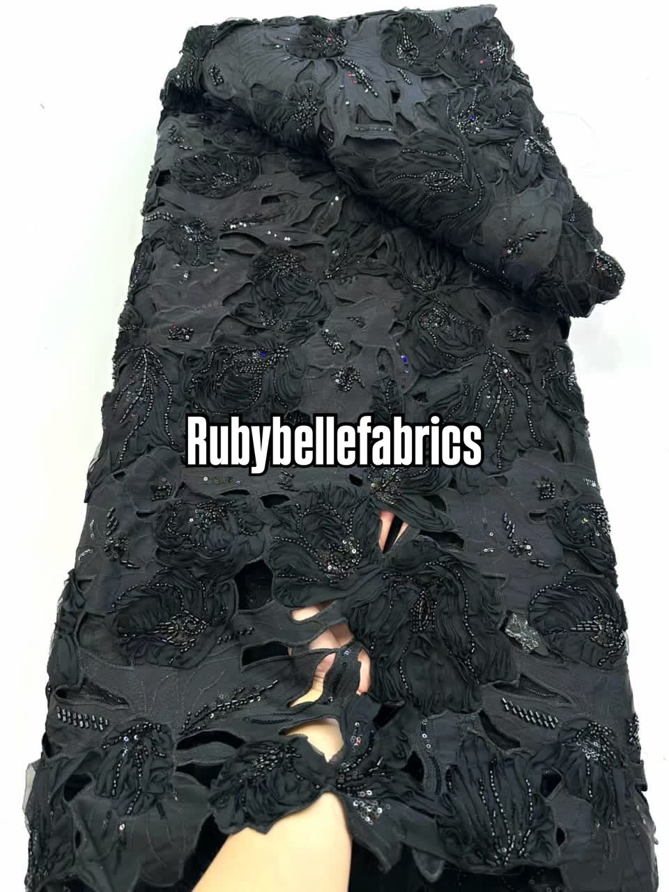 Ipped 3D Luxury Deluxe Floral Beaded Fabric