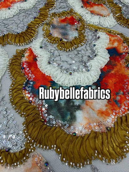 Atia Luxury Floral Beaded Sequin Fabric