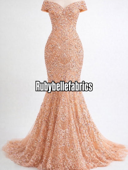Dexzie Beaded Sequin Lace Fabric