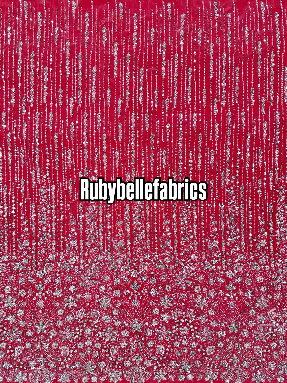 Atch Luxury 3D Floral Beaded Stone Fabric